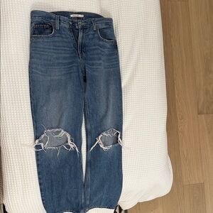 Levi's Blue Ripped Straight Leg Jeans